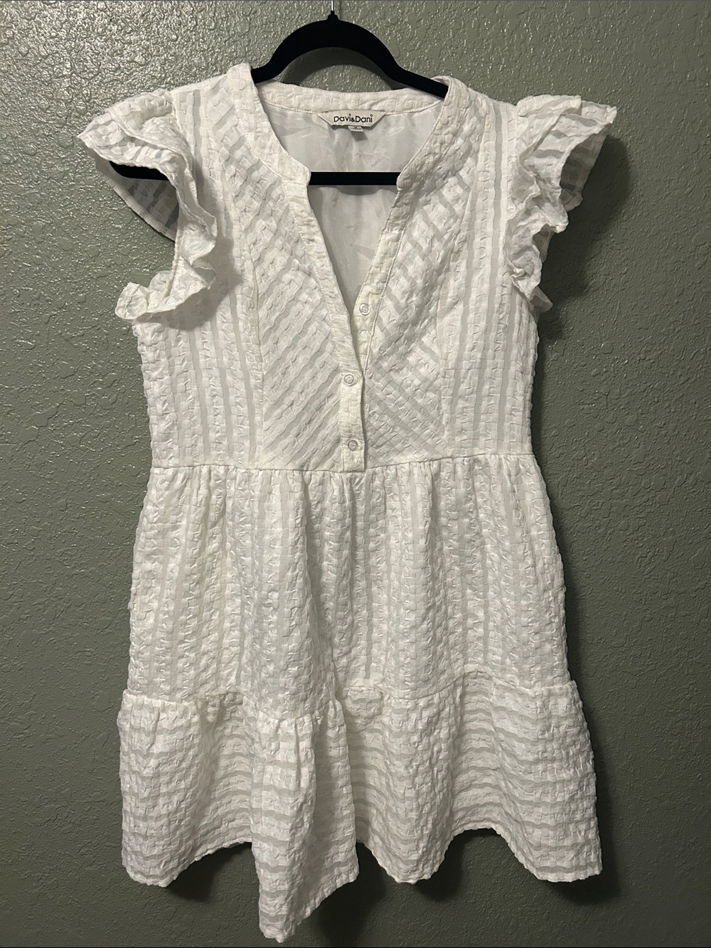 White Ruffle Sleeve Dress